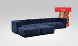 EEAZI modulares Sofa 2 Eckelementelem, 2 Mittelelemente, 2 Hocker im Set, in blauer Farbe