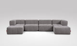 EEAZI modulares Sofa - 2 Eckelementelem, 2 Mittelelemente, 2 Hocker - grau