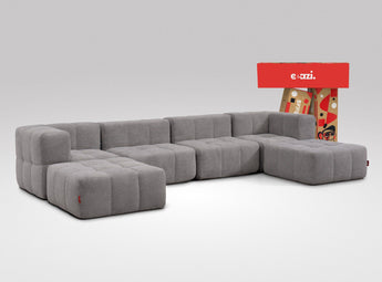 EEAZI modulares Sofa 2 Eckelementelem, 2 Mittelelemente, 2 Hocker im Set, in grauer Farbe