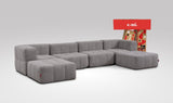 EEAZI modulares Sofa 2 Eckelementelem, 2 Mittelelemente, 2 Hocker im Set, in grauer Farbe