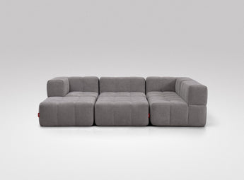 EEAZI modulares Sofa - 2 Eckelementelem, 2 Mittelelemente, 2 Hocker - grau