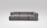 EEAZI modulares Sofa - 2 Eckelementelem, 2 Mittelelemente, 2 Hocker - grau