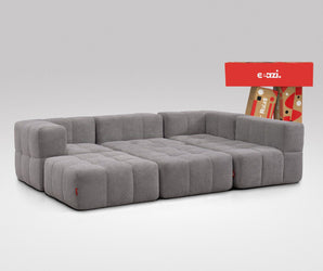 EEAZI modulares Sofa 2 Eckelementelem, 2 Mittelelemente, 2 Hocker im Set, in grauer Farbe