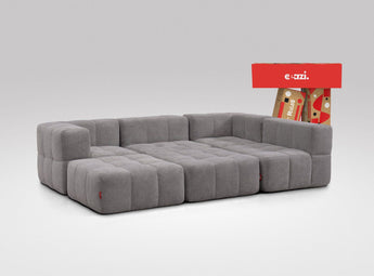 EEAZI modulares Sofa 2 Eckelementelem, 2 Mittelelemente, 2 Hocker im Set, in grauer Farbe