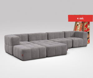 EEAZI modulares Sofa 2 Eckelementelem, 2 Mittelelemente, 2 Hocker im Set, in grauer Farbe