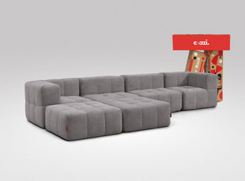 EEAZI modulares Sofa 2 Eckelementelem, 2 Mittelelemente, 2 Hocker im Set, in grauer Farbe