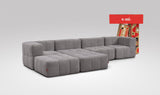 EEAZI modulares Sofa 2 Eckelementelem, 2 Mittelelemente, 2 Hocker im Set, in grauer Farbe