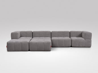 EEAZI modulares Sofa - 2 Eckelementelem, 2 Mittelelemente, 2 Hocker - grau