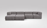EEAZI modulares Sofa - 2 Eckelementelem, 2 Mittelelemente, 2 Hocker - grau