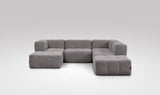 EEAZI modulares Sofa - 2 Eckelementelem, 2 Mittelelemente, 2 Hocker - grau