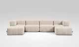 EEAZI modulares Sofa - 2 Eckelementelem, 2 Mittelelemente, 2 Hocker - beige