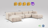 6-teiliges EEAZI Sofa – 2 Eckelement, 2 Mittelelemente, 2 Hocker, in beiger Farbe , Version 1