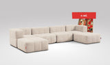 EEAZI modulares Sofa 2 Eckelementelem, 2 Mittelelemente, 2 Hocker im Set, in Beige