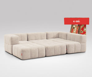 EEAZI modulares Sofa 2 Eckelementelem, 2 Mittelelemente, 2 Hocker im Set, in Beige