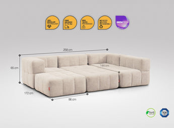 6-teiliges EEAZI Sofa – 2 Eckelement, 2 Mittelelemente, 2 Hocker, in beiger Farbe , Version 2