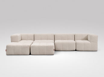 EEAZI modulares Sofa - 2 Eckelementelem, 2 Mittelelemente, 2 Hocker - beige