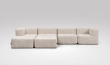 EEAZI modulares Sofa - 2 Eckelementelem, 2 Mittelelemente, 2 Hocker - beige