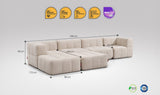 6-teiliges EEAZI Sofa – 2 Eckelement, 2 Mittelelemente, 2 Hocker, in beiger Farbe , Version 3