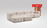 EEAZI modulares Sofa 2 Eckelementelem, 2 Mittelelemente, 2 Hocker im Set, in beiger Farbe