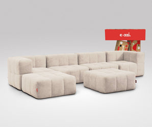 EEAZI modulares Sofa 2 Eckelementelem, 2 Mittelelemente, 2 Hocker im Set, in Beige