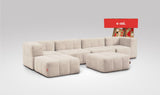 EEAZI modulares Sofa 2 Eckelementelem, 2 Mittelelemente, 2 Hocker im Set, in Beige